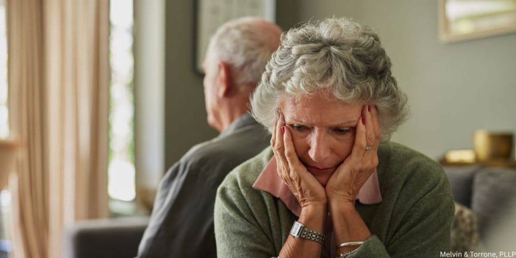 Older couple facing gray divorce during the hardest years of marriage after decades together